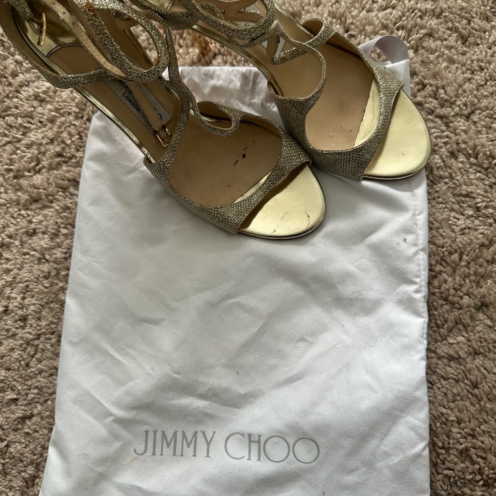 Jimmy Choo Metallic Gold Heels